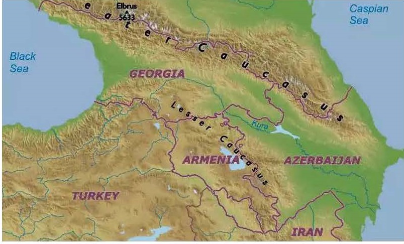 Map Arzerbaijan Armenia Georgia
