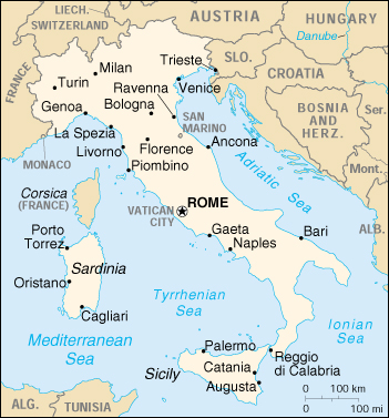 แผนที่ ประเทศ อิตาลี