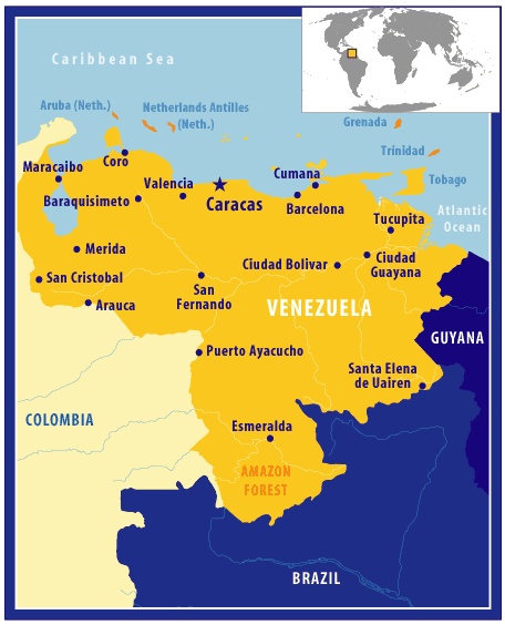 แผนที่ประเทศเวเนซูเอล่า Map of Venezuela